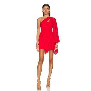 NWT Lovers and Friends Rosalie Mini Dress in Bright Red One-Shoulder Asy…